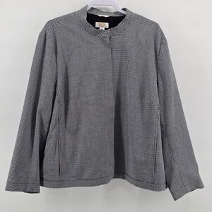 Women's Talbots Petites Black and White Check Zip Up Jacket Lined Size 24W